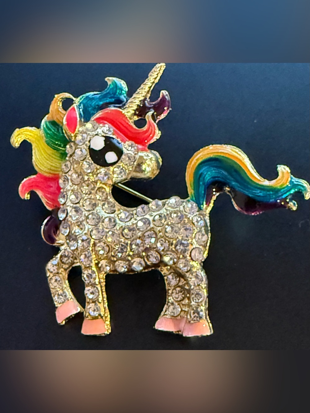 Sparkling Rainbow Unicorn Brooch Pin - Lapel Pin